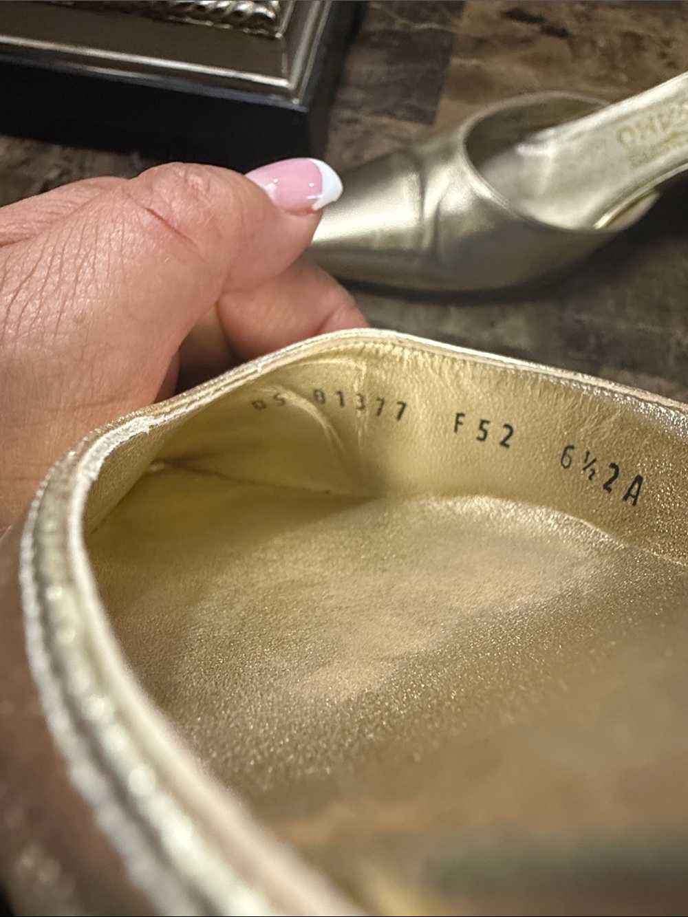 Salvatore Ferragamo Metallic Gold Pointed-Toe Slingback Heels - Picture 10 of 10